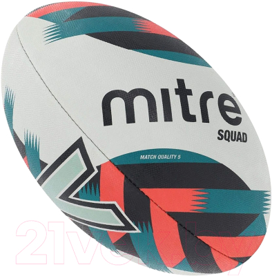 Мяч для регби Mitre Squad D4P / 5-BB1152B64 (размер 5, белый/зеленый/черный)