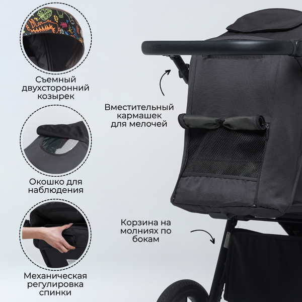 Детская прогулочная коляска Bubago Model Bass / 133-CH-5 (темно-серый)
