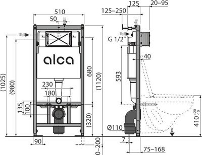 Унитаз подвесной с инсталляцией Alcadrain PR-2380A+AM101/1120-4:1 RU M571-0001