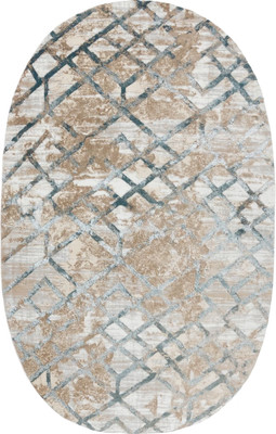 Коврик Radjab Carpet Бьянка Овал K551B / 11288RK-B (1.2x1.8, Cream Shirink/Blue Fdy) -