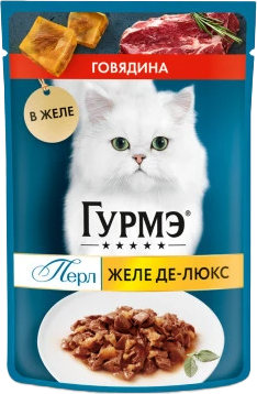 

Влажный корм для кошек, Перл желе де-люкс с говядиной