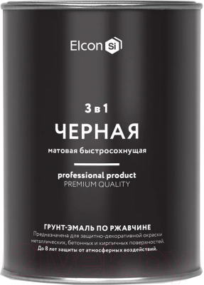 Грунт-эмаль Elcon По ржавчине 3в1 (800г, матовый черный)