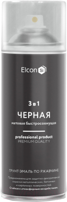Грунт-эмаль Elcon По ржавчине 3в1 (520мл, матовый черный)