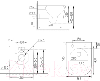 Унитаз подвесной с инсталляцией Roxen StounFix Dual Fresh 968081