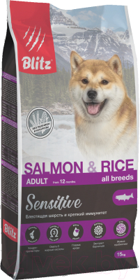 Сухой корм для собак Blitz Pets Adult Salmon & Rice / 4213