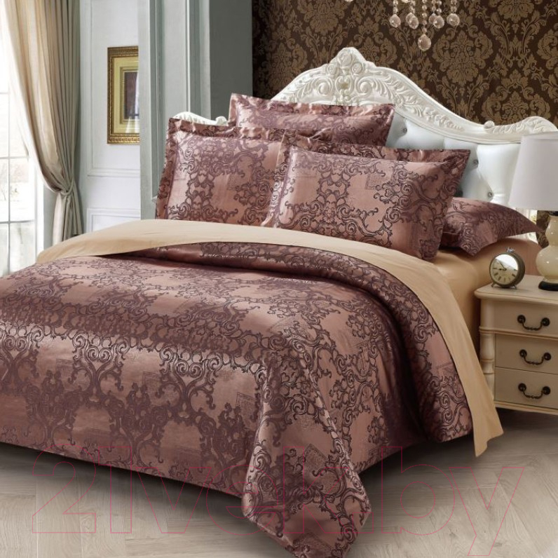 Комплект постельного белья Alleri Сатин Jacquard Premium 2сп с европростыней / СЖ-089