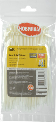 Стяжка для кабеля IEK UHH33-D036-150-100-K01 (100шт, белый) - 