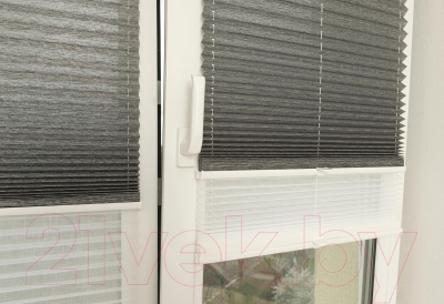 Изображение товара Штора-плиссе Delfa Walnut СПШ-3401/3504 Plain Transparent (81x160, антрацит/белый)