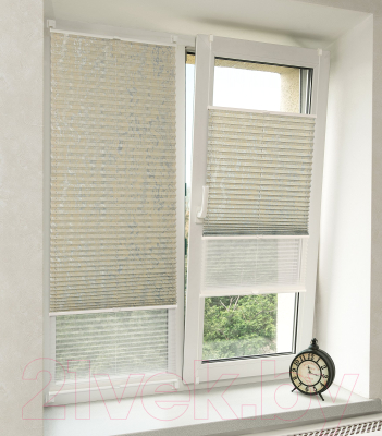 Изображение товара Штора-плиссе Delfa Mirror СПШ-3903/3504 Plain Transparent (57x160, серый/белый)