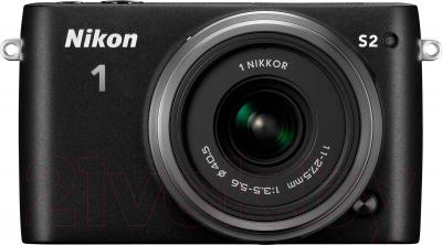 Беззеркальный фотоаппарат Nikon 1 S2 Kit 11-27.5mm (Black) - вид спереди