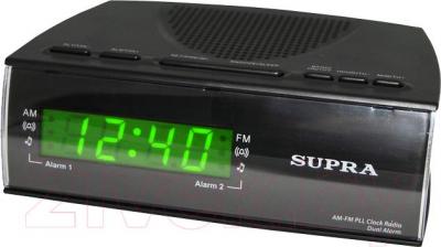 Радиочасы Supra SA-38FM (черно-зеленый) - общий вид