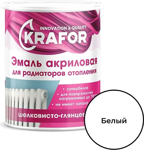 Эмаль Krafor Акриловая для радиаторов (1кг, супербелый)