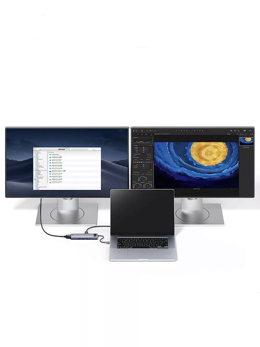 Док-станция для ноутбука Baseus Metal Gleam Series 11-Port HUB / B00030709811-00 (серый) — фото 6