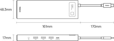 Док-станция для ноутбука Baseus Metal Gleam Series 11-Port HUB / B00030709811-00 (серый)