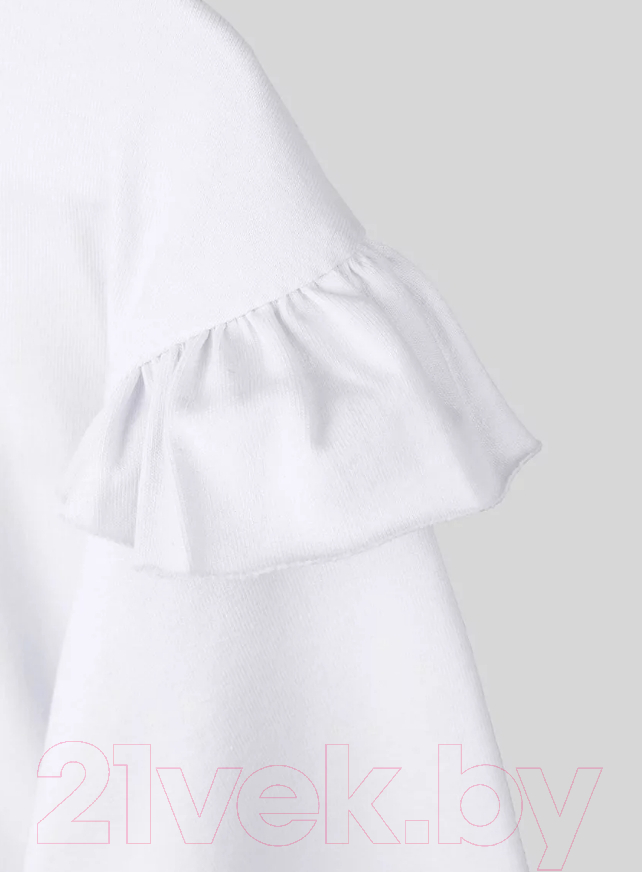 Лонгслив детский Amarobaby Ruffle / AB-OD24-R44/00-128 (белый, р.128) — фото 4
