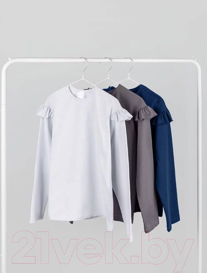 Лонгслив детский Amarobaby Ruffle / AB-OD24-R44/00-128 (белый, р.128) — фото 5