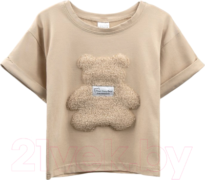 Футболка детская Amarobaby Bear / AB-OD24-B33/03-110 (бежевый, р.110)