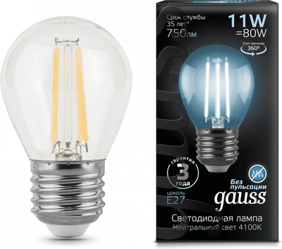 Лампа Gauss Black Filament E27 11Вт 4100К / 105802211