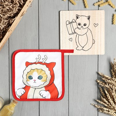 

Прихватка, Котик +подставка / 10256431