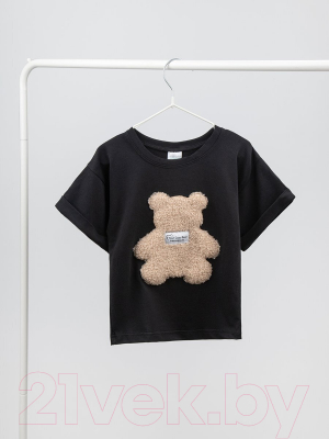 Футболка детская Amarobaby Bear / AB-OD24-B33/09-104 (черный, р.104)