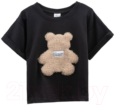 Футболка детская Amarobaby Bear / AB-OD24-B33/09-104 (черный, р.104)