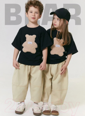 Футболка детская Amarobaby Bear / AB-OD24-B33/09-104 (черный, р.104)