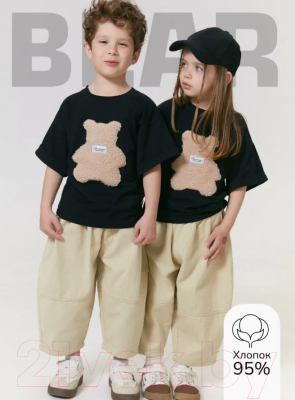 Футболка детская Amarobaby Bear / AB-OD24-B33/09-104 (черный, р.104)