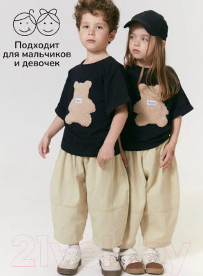 Футболка детская Amarobaby Bear / AB-OD24-B33/09-104 (черный, р.104)