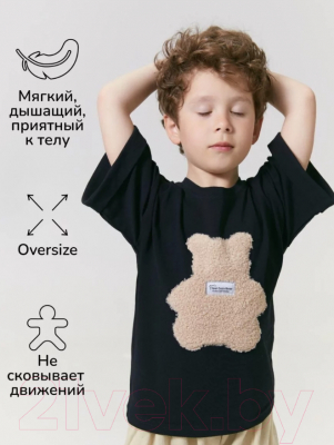 Футболка детская Amarobaby Bear / AB-OD24-B33/09-104 (черный, р.104)