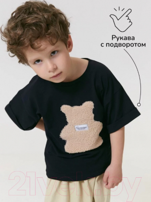 Футболка детская Amarobaby Bear / AB-OD24-B33/09-104 (черный, р.104)