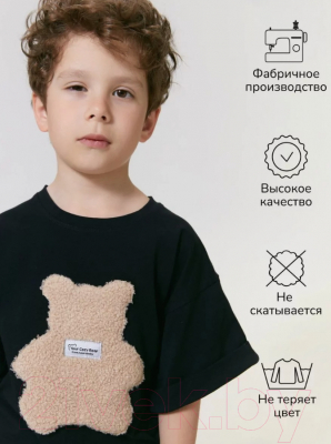 Футболка детская Amarobaby Bear / AB-OD24-B33/09-104 (черный, р.104)