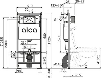 Унитаз подвесной с инсталляцией Alcadrain PR-2381A+AM101/1120-4:1 RU M578-0001