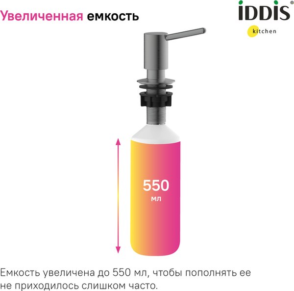 Дозатор встраиваемый в мойку IDDIS Kitchen Line SDIGM00i59 (графит светлый)