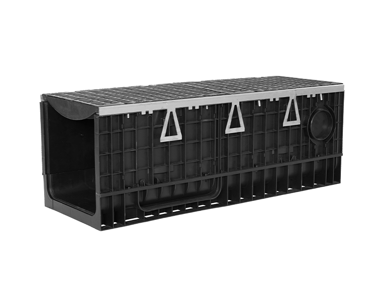 Лоток водоотводный Ecoteck Heavy 300.339 h364 / ДИ 22305000 (с решеткой, черный)