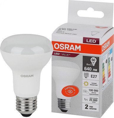

Лампа, LED Value LV R63 60 8SW/865 8Вт E27 230В / 4058075581944
