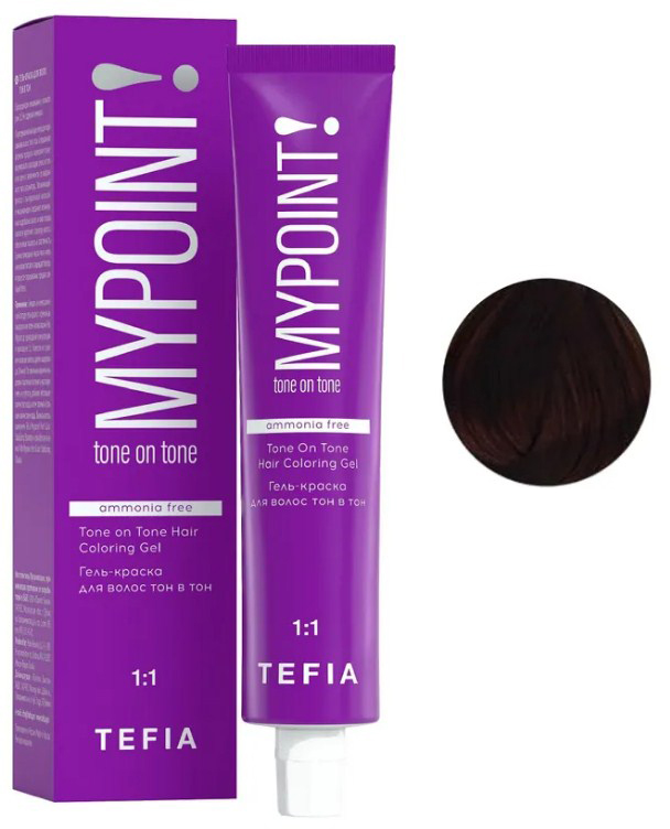 Гель-краска для волос Tefia Mypoint Tone On Tone 5/4 (60мл, светлый брюнет медный)
