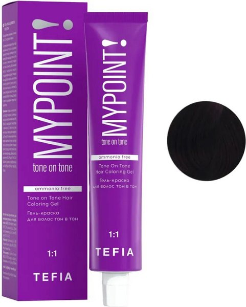 Гель-краска для волос Tefia Mypoint Tone On Tone 5/85 (60мл, светлый брюнет коричнево-красный)