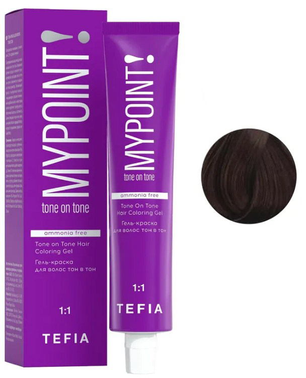 Гель-краска для волос Tefia Mypoint Tone On Tone 6/87 (60мл, темный блондин коричнево-фиолетовый)