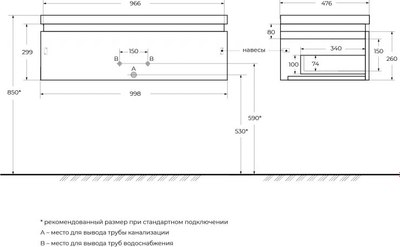 Тумба под умывальник Cezares SLIDER-1000-1C-SO-NF-P