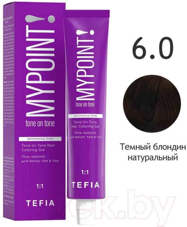 Гель-краска для волос Tefia Mypoint Tone On Tone 6/0 (60мл, темный блондин натуральный)