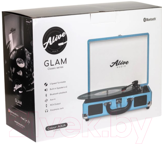 Проигрыватель виниловых пластинок Alive Audio Glam Aqua c Bluetooth / GLM-01-AQ