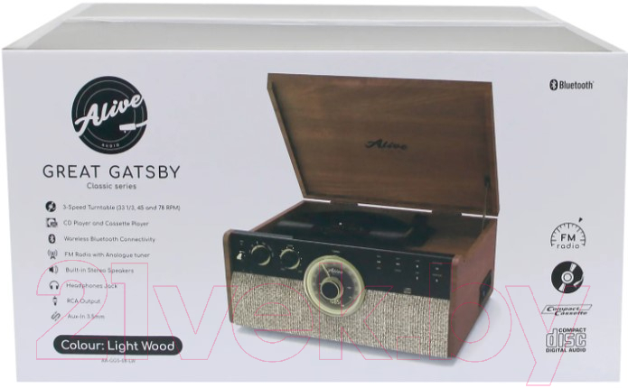 Проигрыватель виниловых пластинок Alive Audio Great Gatsby Light Wood / AA-GGS-08-LW