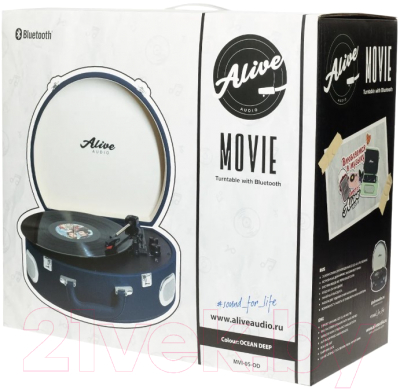 Проигрыватель виниловых пластинок Alive Audio Movie Ocean Deep c Bluetooth / MVI-05-OD