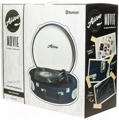 Проигрыватель виниловых пластинок Alive Audio Movie Ocean Deep c Bluetooth / MVI-05-OD