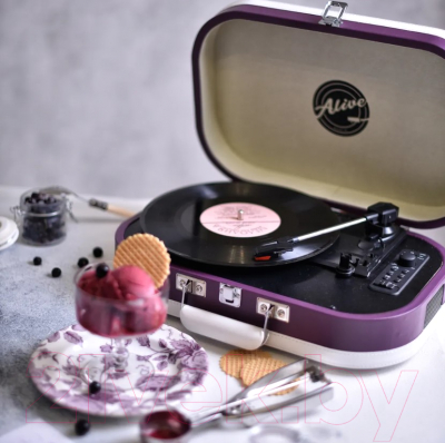 Проигрыватель виниловых пластинок Alive Audio Vintage Blueberry Nights c Bluetooth / VNT-02-BN 