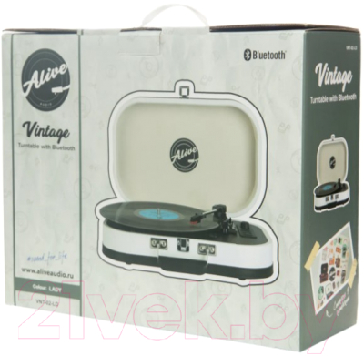 Проигрыватель виниловых пластинок Alive Audio Vintage Lady White c Bluetooth / VNT-02-LD 