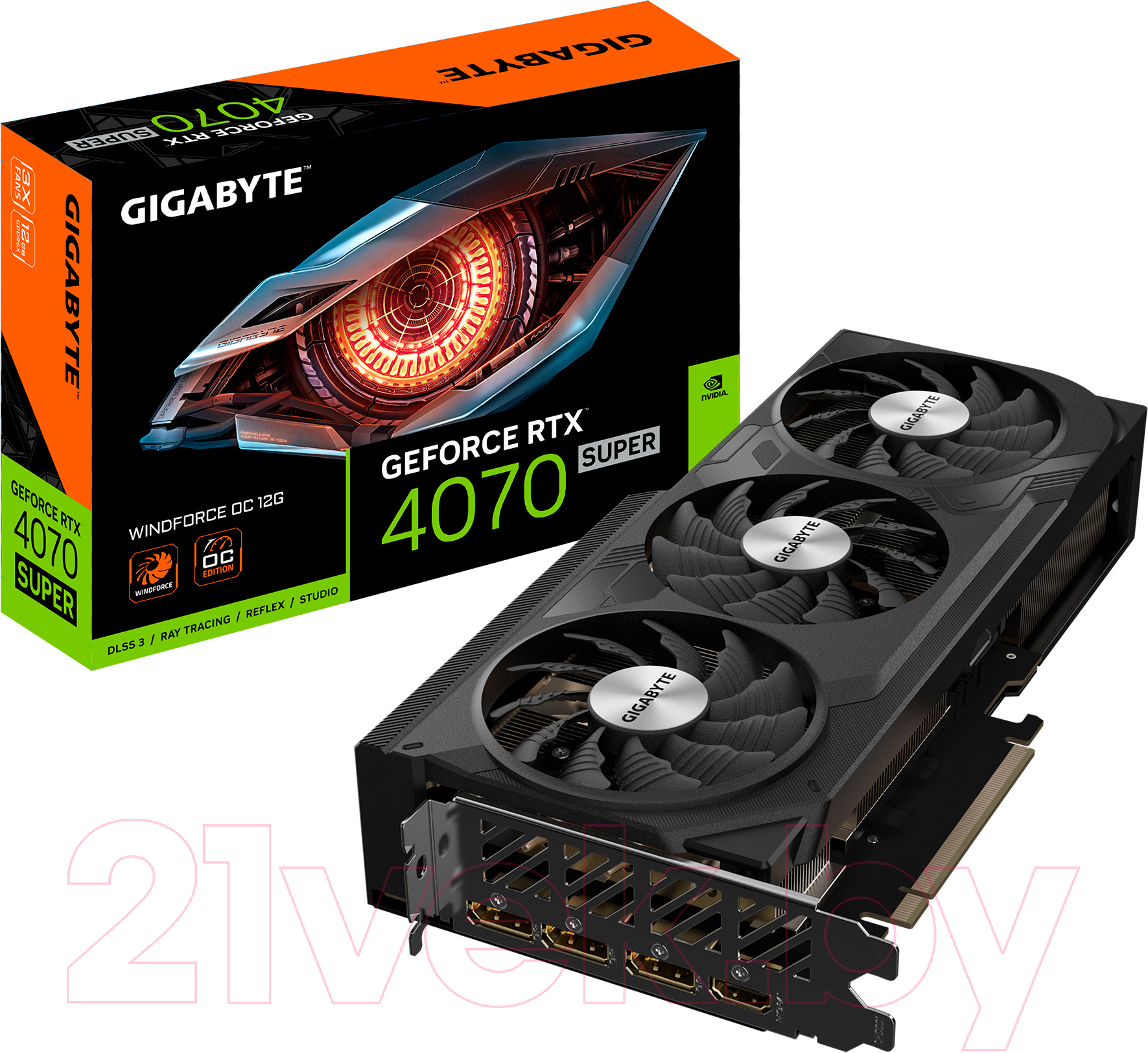 Видеокарта Gigabyte RTX 4070 Super Windforce OC 12G (GV-N407SWF3OC-12GD)