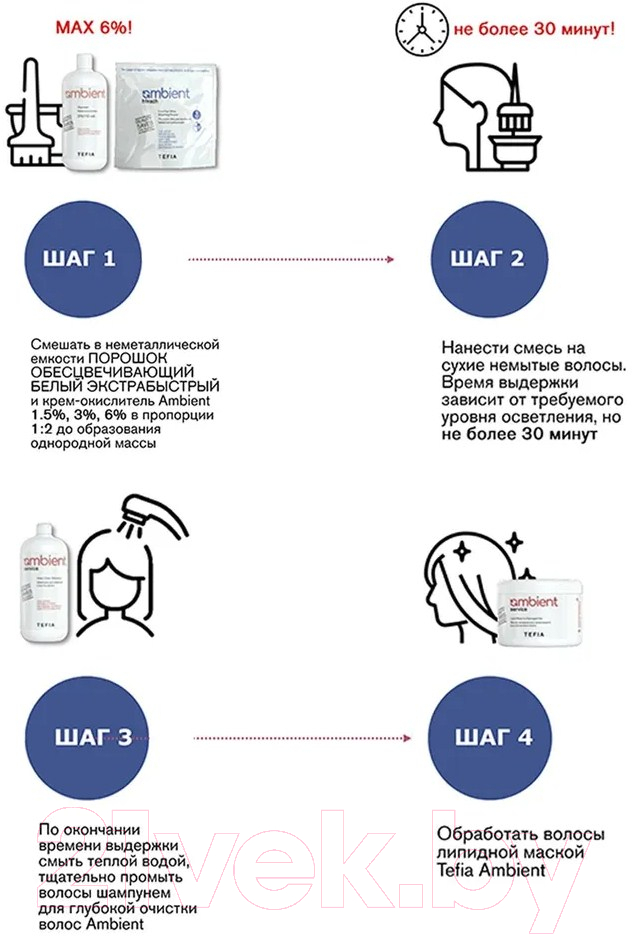 Порошок для осветления волос Tefia Ambient экстрабыстрый