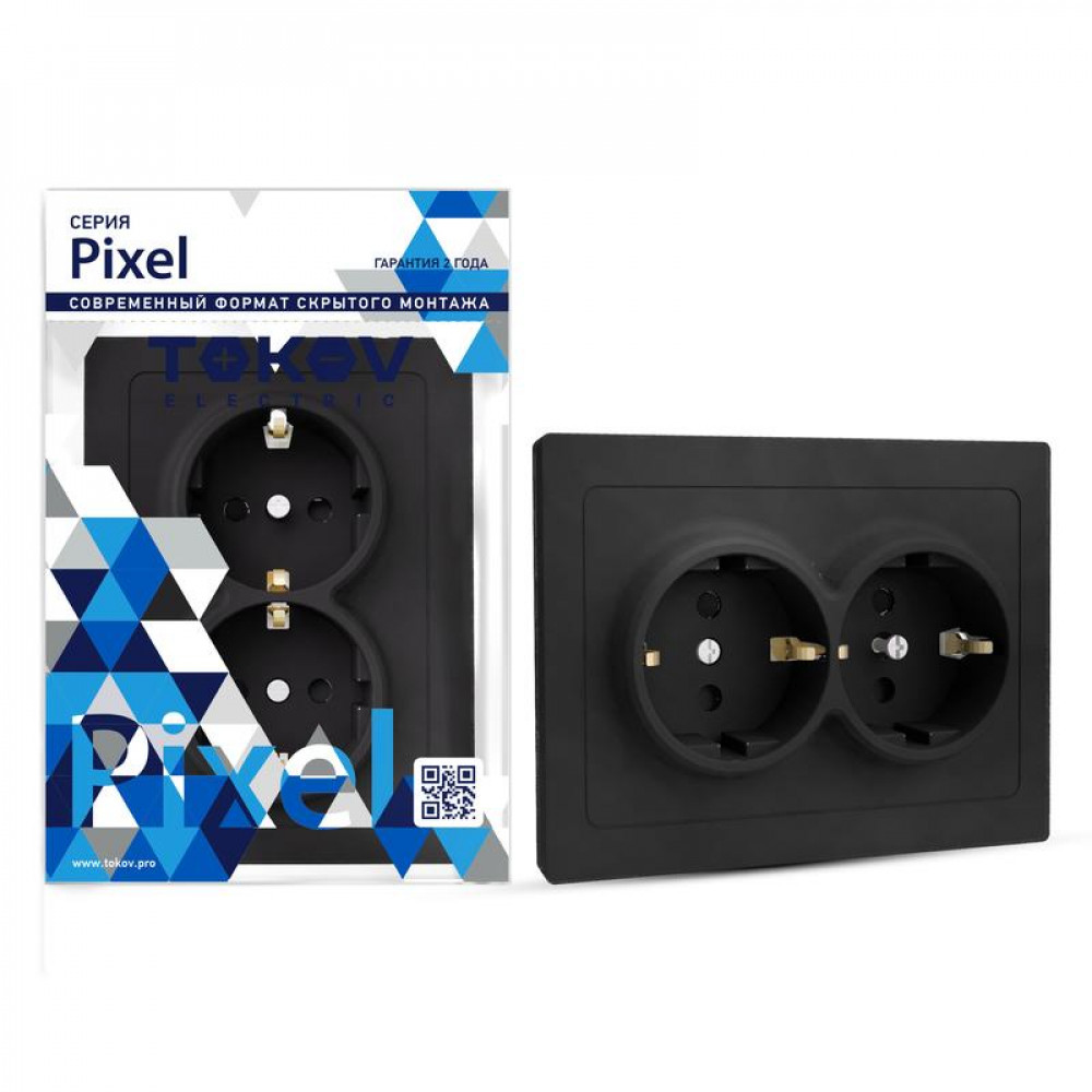 Розетка Tokov Electric Pixel TKE-PX-R2FZSF-C14 (карбон) — фото 5
