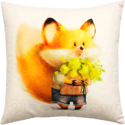 Изображение товара Подушка декоративная MATEX Fluffy. Рыжик букет / 61-625 (белый/желтый/лососевый)